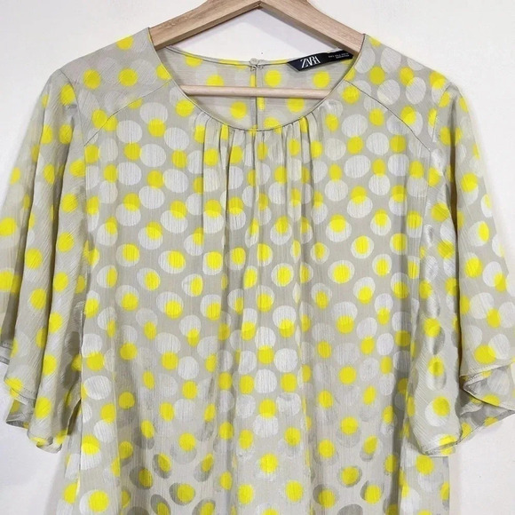 🌟✨2 for $30✨🌟 ZARA | POLKA DOT SATIN SHORT SLEEVE  TOP - Picture 3 of 9
